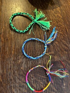 Colorful Kids Braided Friendship Bracelets - Green, Blue, Pink Set